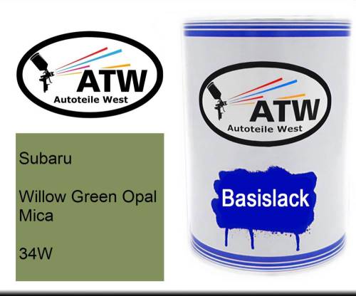 Subaru, Willow Green Opal Mica, 34W: 500ml Lackdose, von ATW Autoteile West.